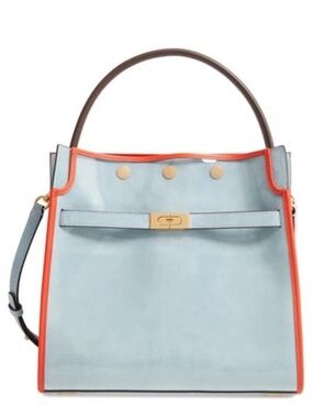 Tory Burch Lee Radziwill Satchel with Raincoat Bag Cover, Multi/Blue